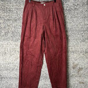 Decor Corduroy Pants Womens Large Red High Rise Pleated Straight Leg Casual